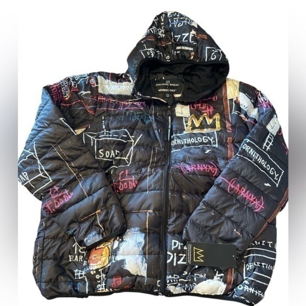 MEMBERS ONLY Men’s Jean-Michel Basquiat Alchemy Hooded Puffy Jacket - XXL